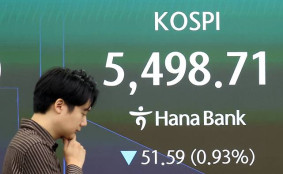 외국인 '팔자'…코스피 1%대 약세에 5500선 내줘